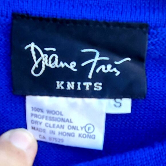 Diane Freis 80s Blue Purple Cardigan with Rhinestones L  XL  Volup Vintage NWOT - Picture 2 of 15
